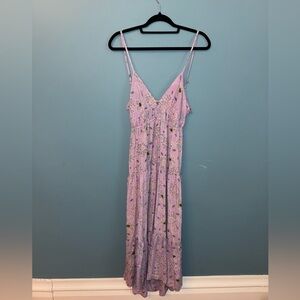 Angie Lavender Floral Open-Back Dress